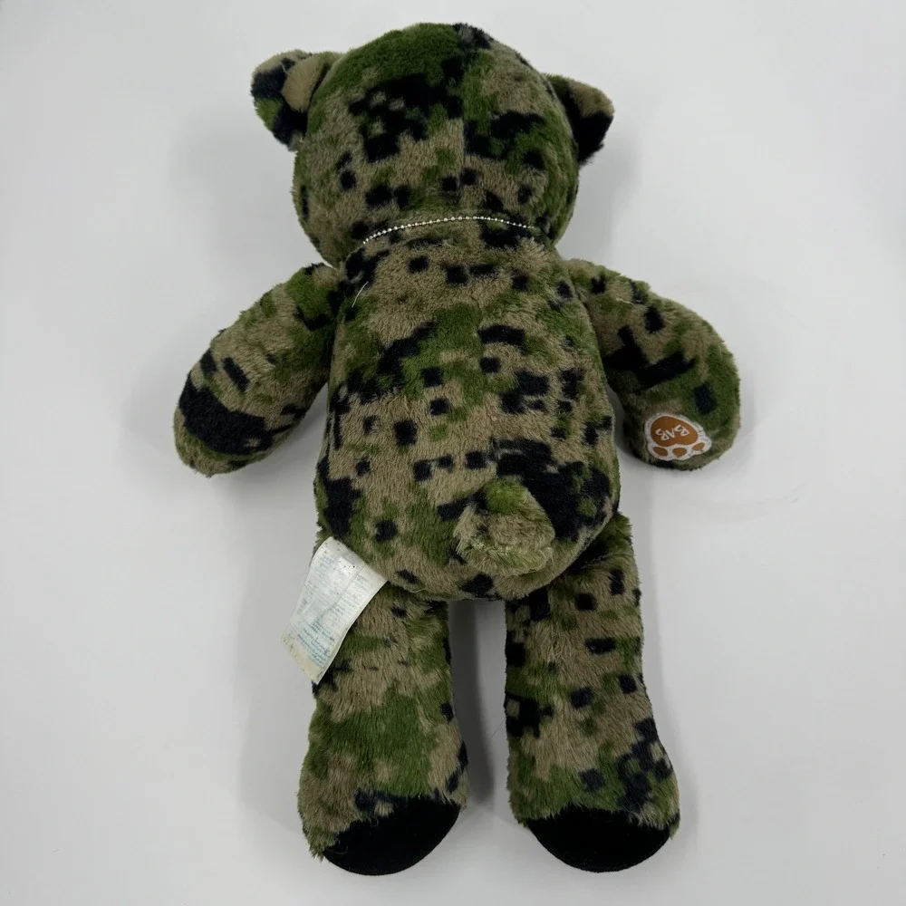 Build-A-Bear Workshop Digital Camo Teddy‎ Bear Green Military with Dog Tag 2015